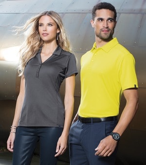 Man and woman in polos